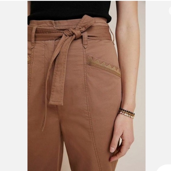 Anthropologie Ellie Utility Embroidered Trouser pants high waisted - Picture 4 of 16